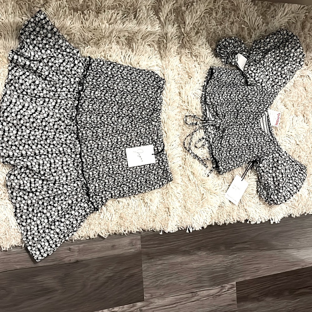 Two Piece Set- Black & White Floral